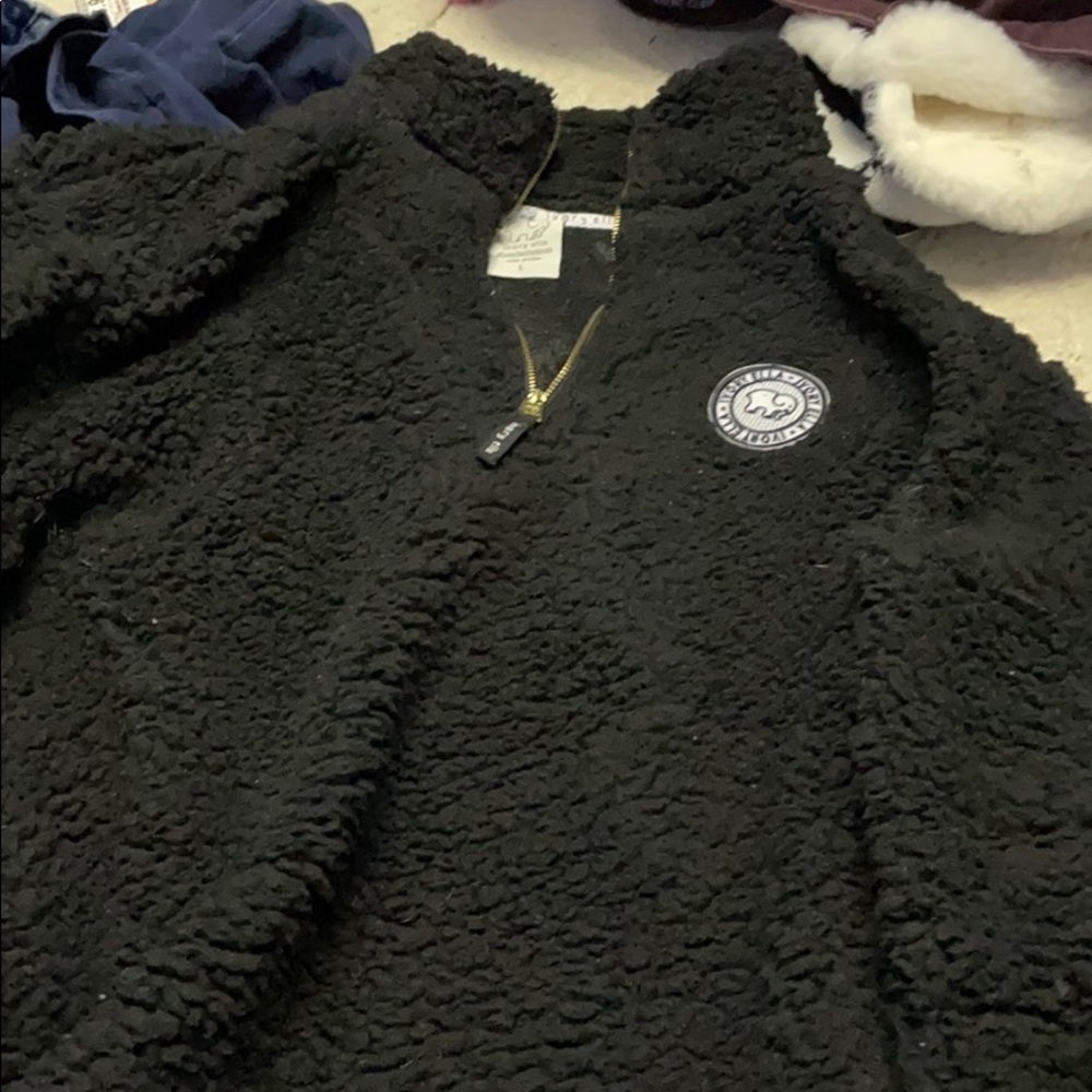 Ivory Ella Quarter-Zip Fleece Black Jacket